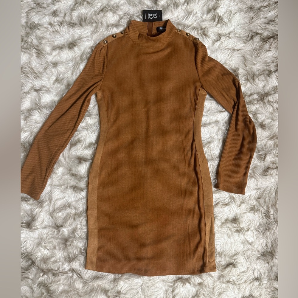 Chic Long Sleeve Tan Dress